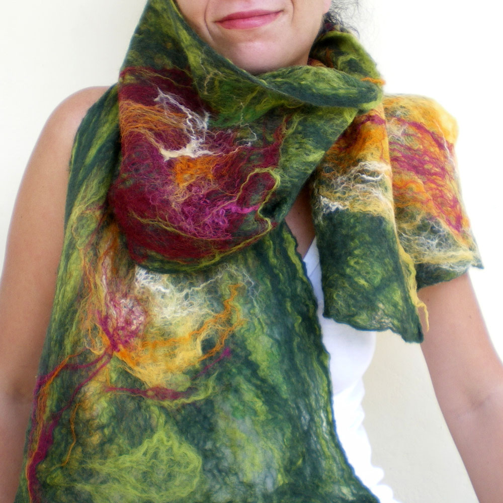 cobweb felted scarf -can’t get enough of your love- | QaraQul's shop
