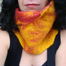 felted neck warmer -mustard and ketchup-