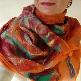 nuno felted scarf -set fire to the rain-